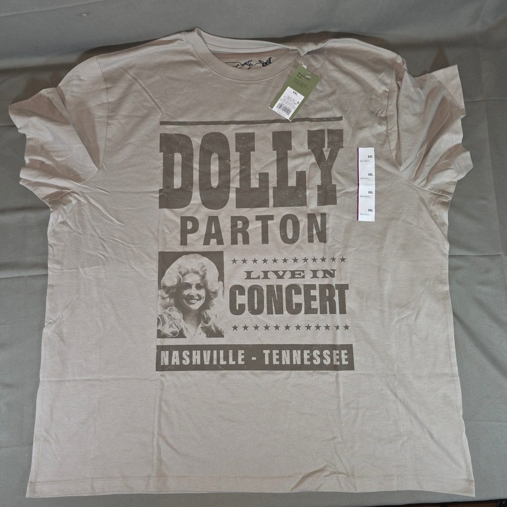 Dolly Parton Live In Concert Nashville Graphic T-Shirt XXL Brown Grey Mad Engine